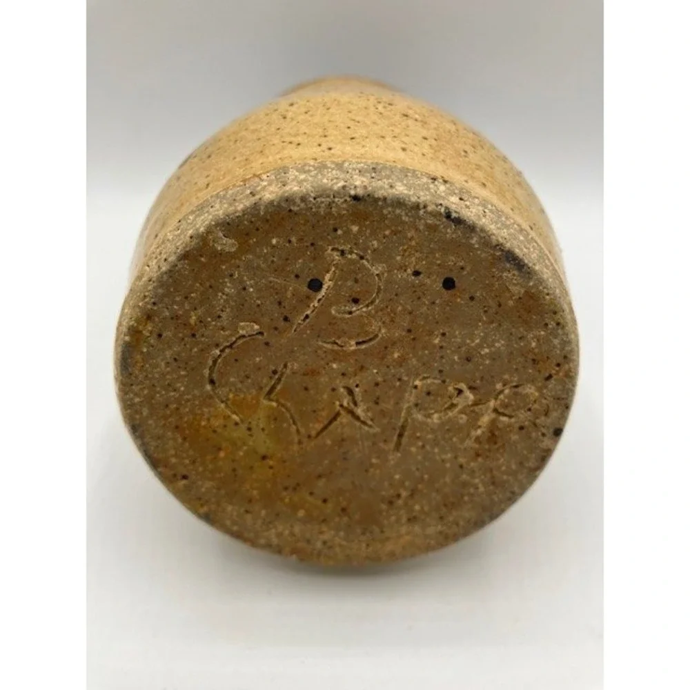 Handmade‎ Studio Pottery Stoneware Honey Pot with Lid and Wood Dipper 5.5